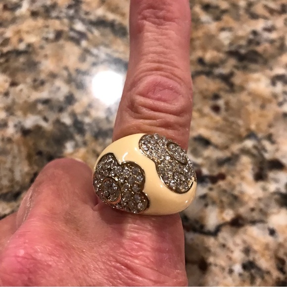 ▪️VINTAGE Enamel Rhinestone Ring - Picture 1 of 5